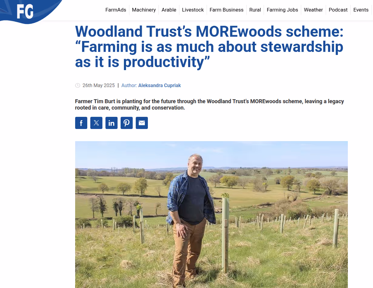 A screenshot of a new article about tree planting