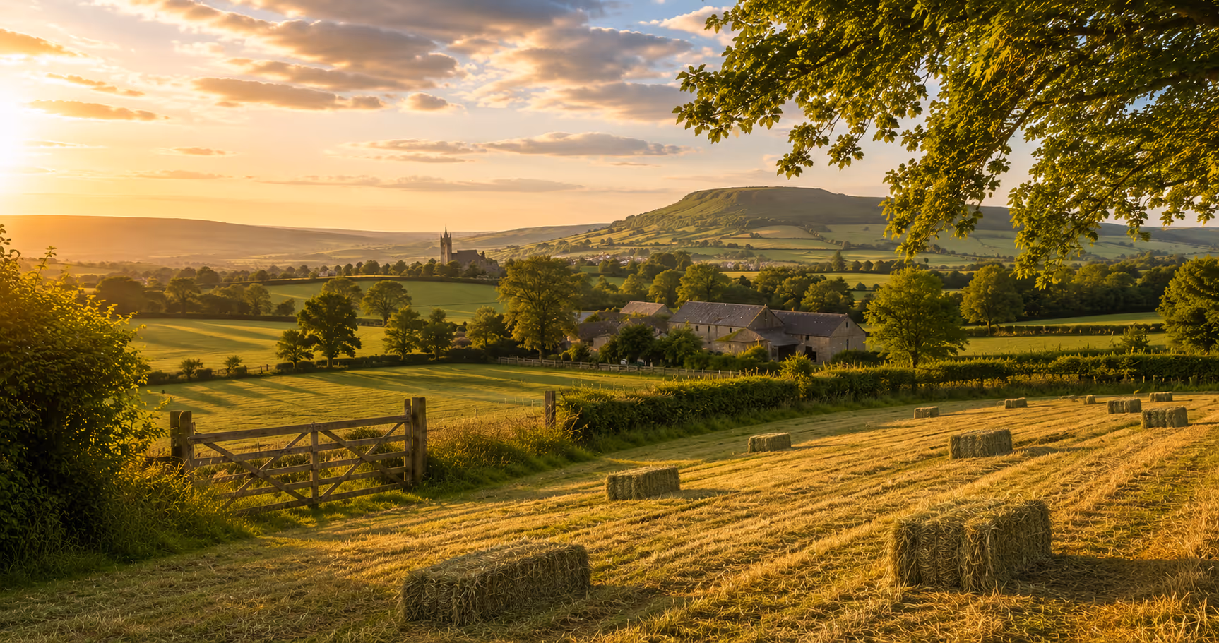 small bales in a field in somerset