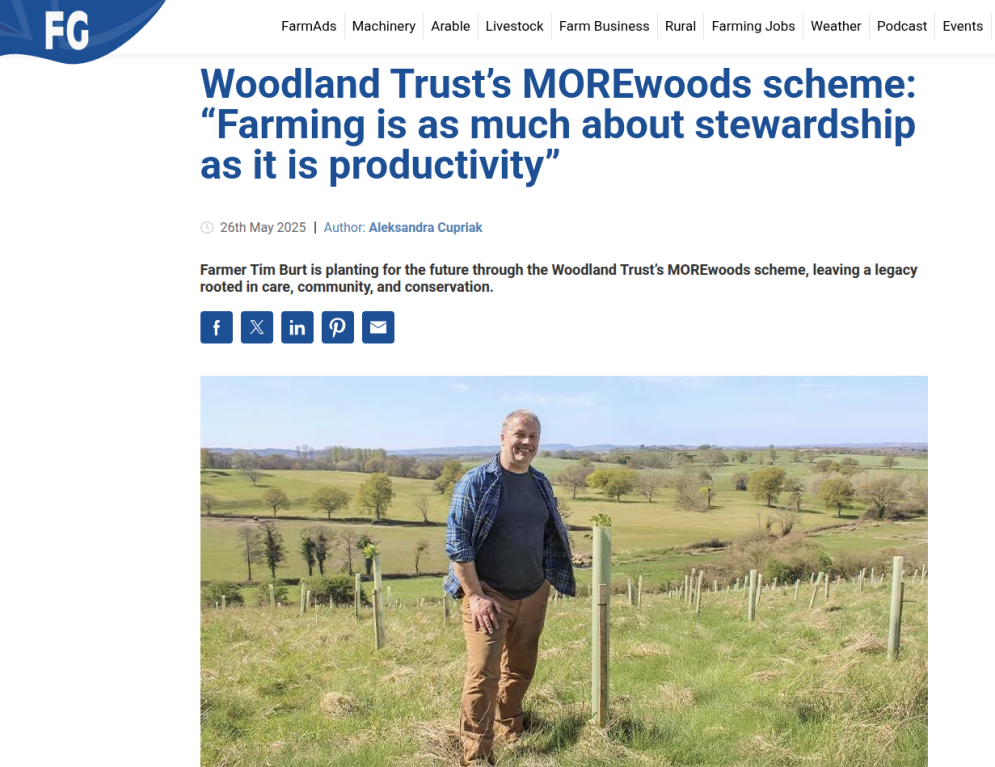 A screenshot of a new article about tree planting